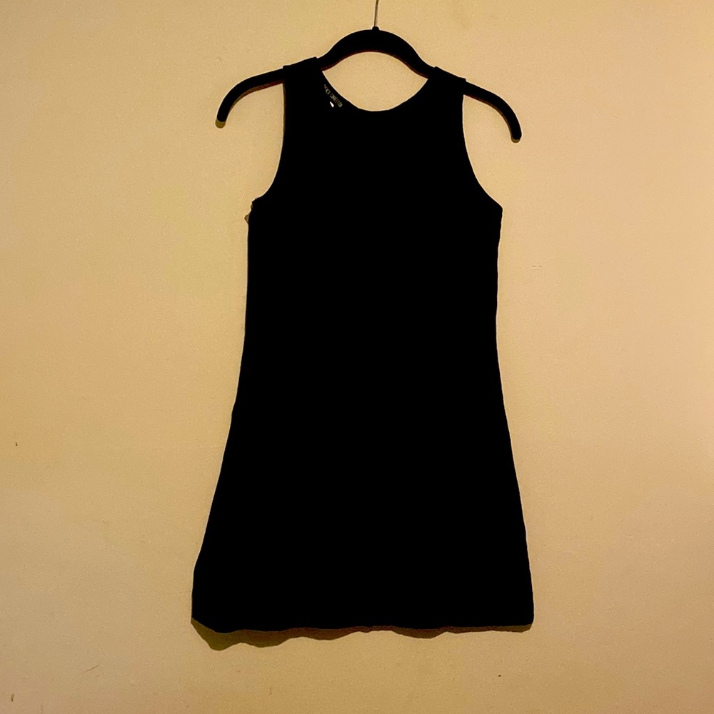 Black Linen Shift Dress with Button Down Back, French Connection size 4